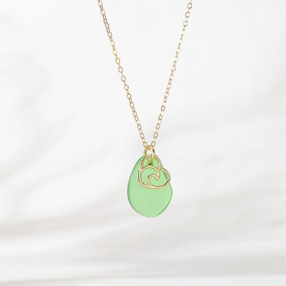 Hawaiian Green Sea Glass Necklace - Picture 1 of 3